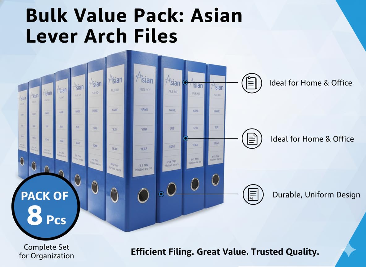 Bindex Asian Office Lever Arch Binder Box File Folder - Pack of 8