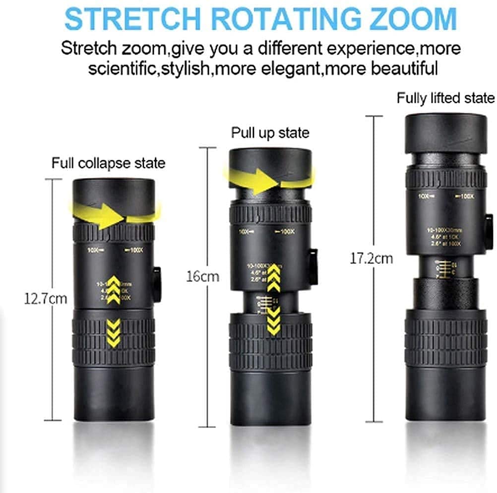 Monokularowy teleskop 4K 10-300X40mm z super teleobiektywem i zoomem, wodoodporny, odporny na mgłę monokular z uchwytem na smartfona do obserwacji ptakówKemping Podróże Piesze wycieczki