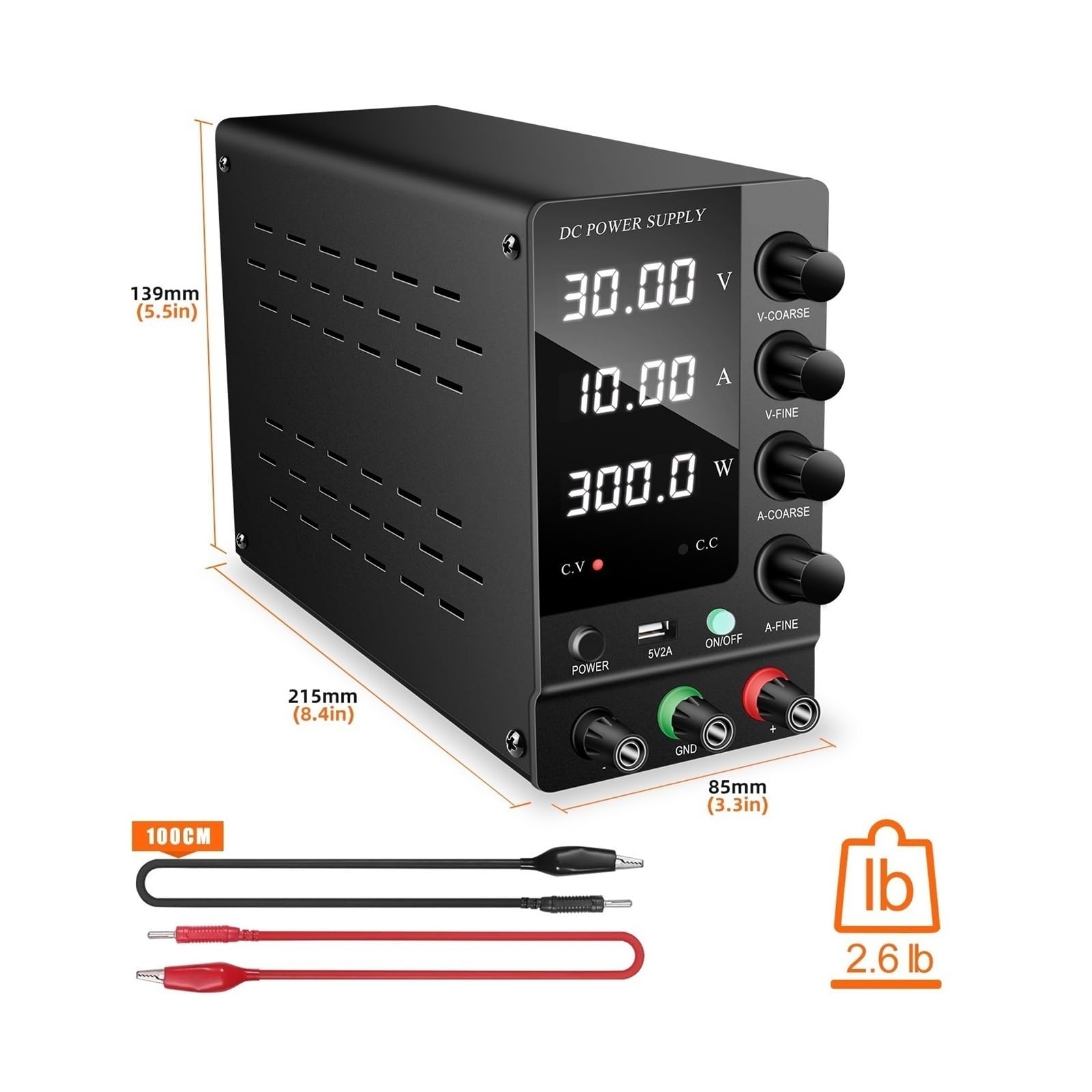 Zasilacz laboratoryjny, Zasilanie DC Zmienne 30 V 10 A Regulowane Przełączanie Regulowany Zasilacz Stołowy Z Przełącznikiem Wyjściowym 32 6 A 60 120(Black 30V10A)