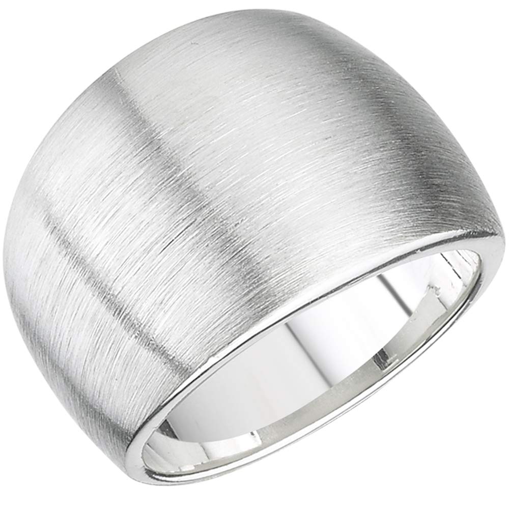 Vinani Damen-Designring, 925 Sterling Silber – abgerundeter, bauchiger, massiver Ring mit matter Oberfläche, handgefertigter zeitloser Schmuck für Frauen, elegantes und vielseitiges Accessoire