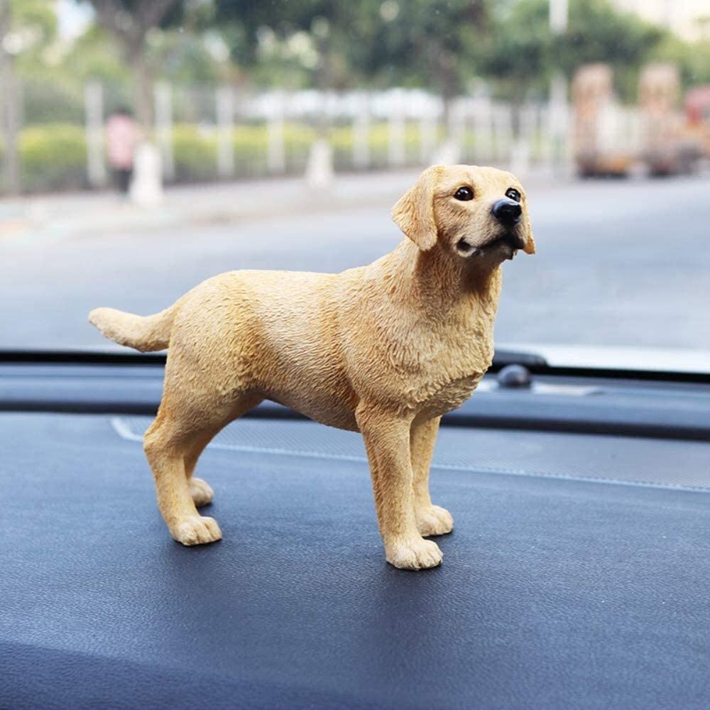 Figurka Ogrodowa,Stół barowy Figurka Dekoracja ogrodowa do rzeźby, Labrador Retriever Symulacja Model psa Samochód Rzemiosło żywiczne Dekoracja Żółty Pozycja stojąca Dekoracje ogrodowe Posąg