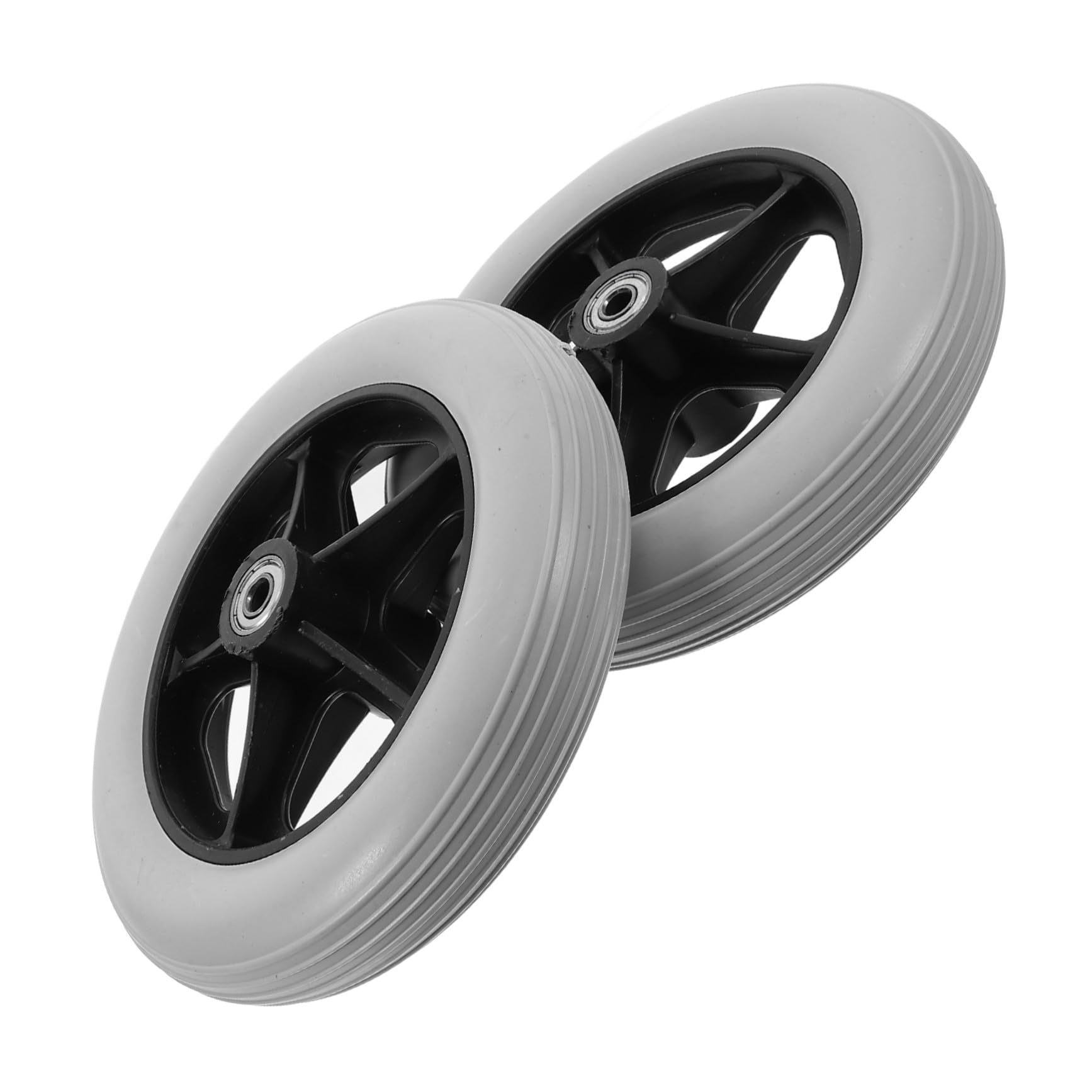 Gatuida Ruote Anteriori Solide da 8 Pollici per Sedia a Rotelle e Deambulatore, Rotelle di Ricambio in Plastica Resistenti All’usura per Carrelli della Spesa e Trolley, Set da 2 Pezzi