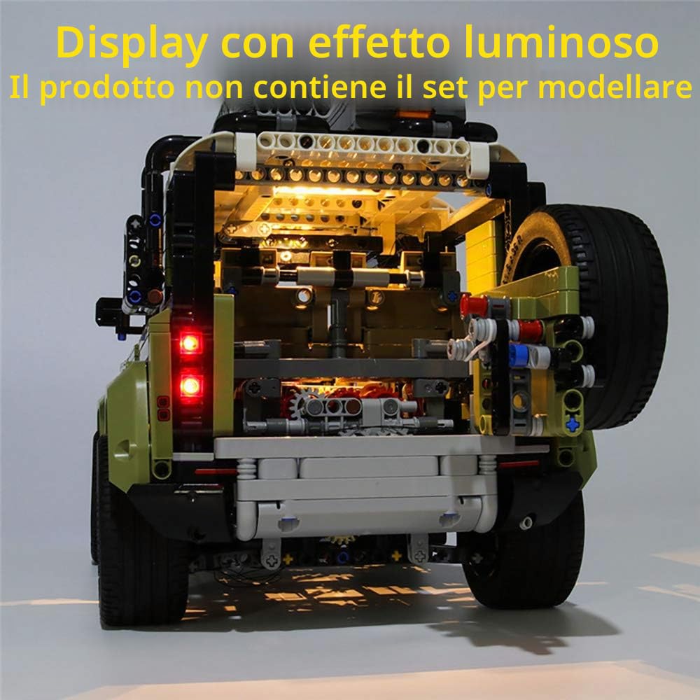GEAMENT Set di Luci LED Compatibile Con LEGO Land Rover Defender Modello da Costruire – Kit di illuminazione per Technic 42110 (Modello di mattoncini non incluso)