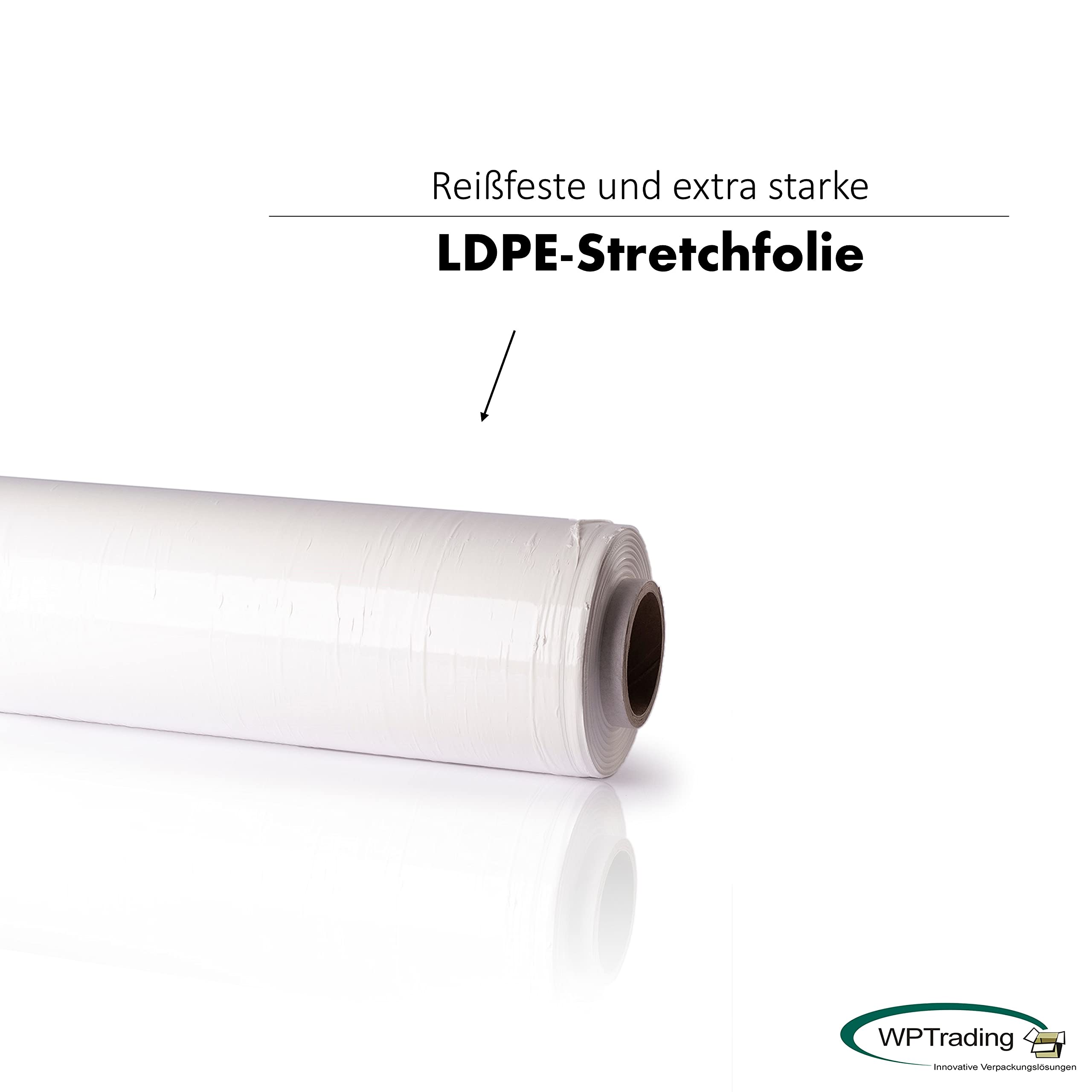 3 x Rolle Stretchfolie 50 cm x 260 lfm (23my) Weiß - Ein-Packfolie aus LDPE - Wickelfolie stark & reißfest - Umzugsfolie Schutzfolie - Paletten Verpackungs-Folie für Umzug, Möbel & Lager