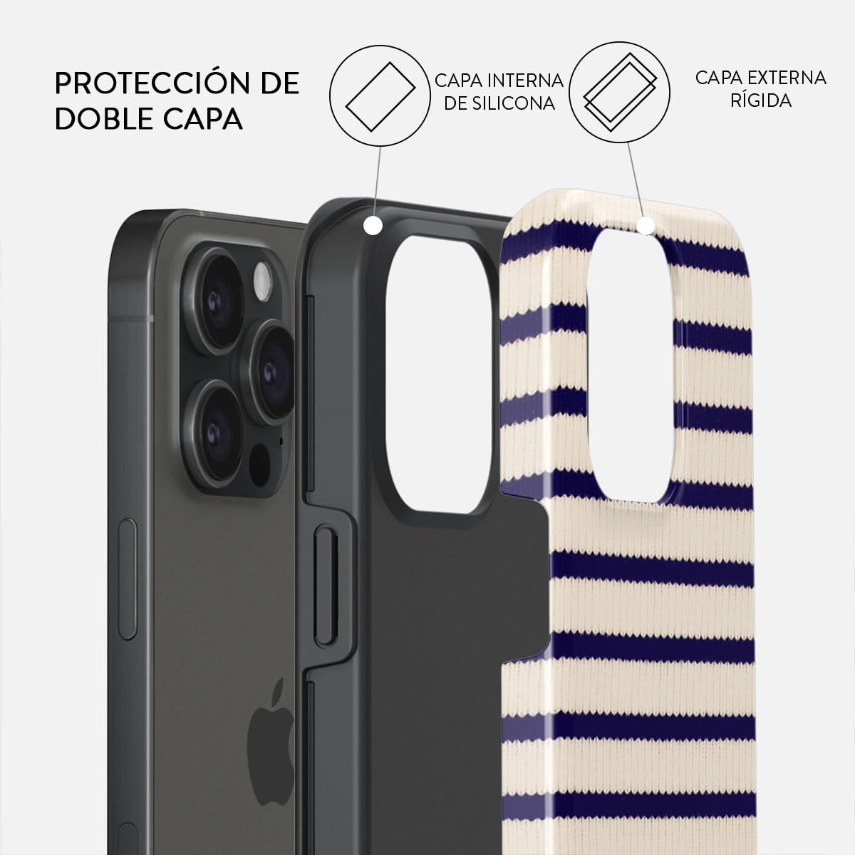 BURGA Funda Compatible con iPhone 15 Pro MAX Unisex – Diseño Híbrido Doble Capa TPU Absorción Impactos, Exterior Duradero Resistente Arañazos, Borde Elevado Protección Pantalla y Uso Diario