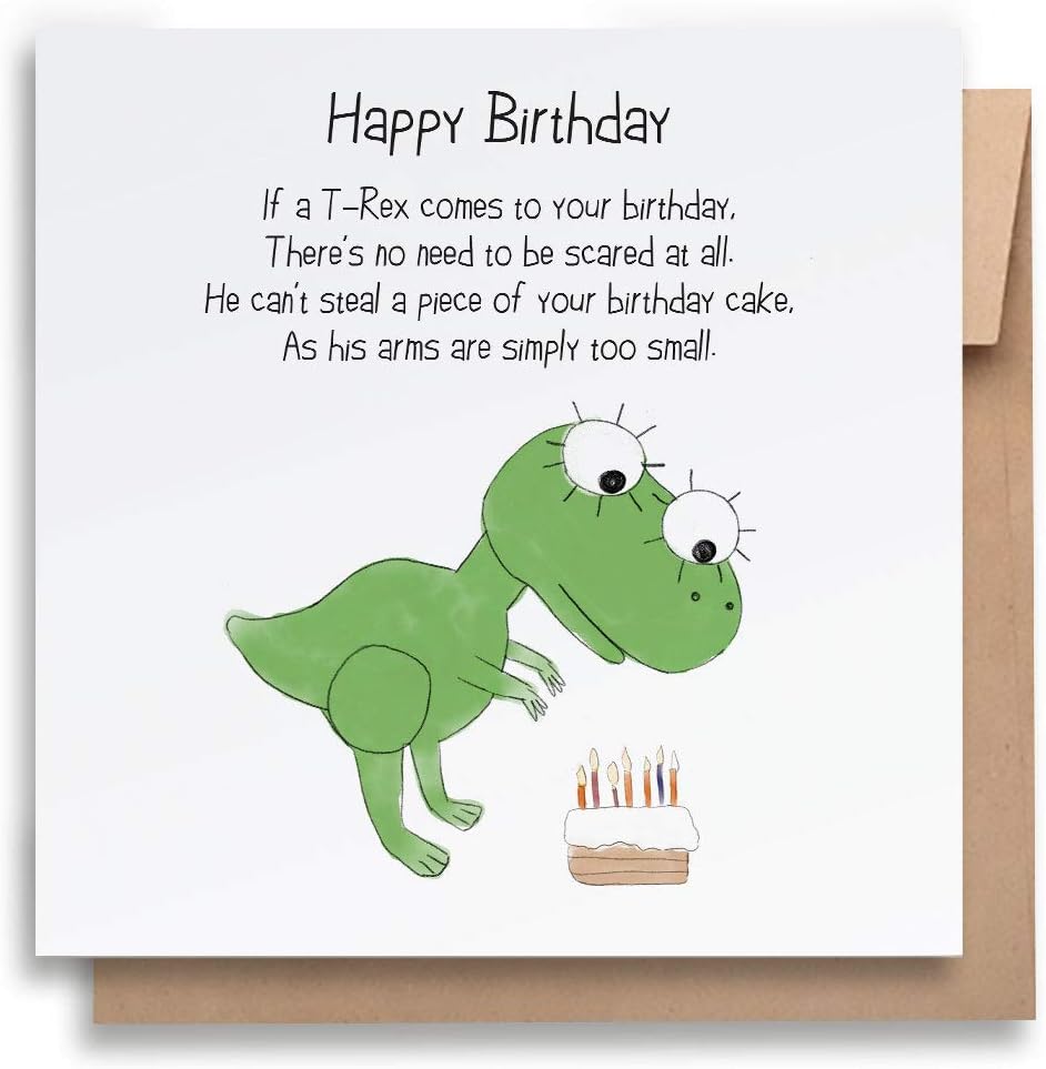 If A T-Rex Comes -Children’s Birthday Card with Envelope, Kid’s Birthday Card Funny Birthday Card Humorous Birthday Card for Kids Birthday Cards Greeting Cards For All Occasions By Jolly Good Cards