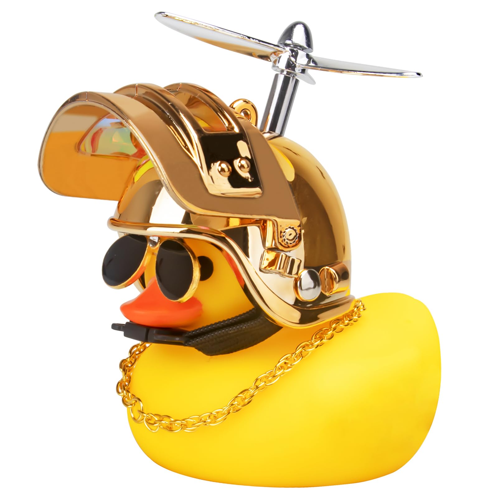 wonuu Rubber Duck Car Ornaments Yellow Duck Car Dashboard Decorations with Propeller Helmet