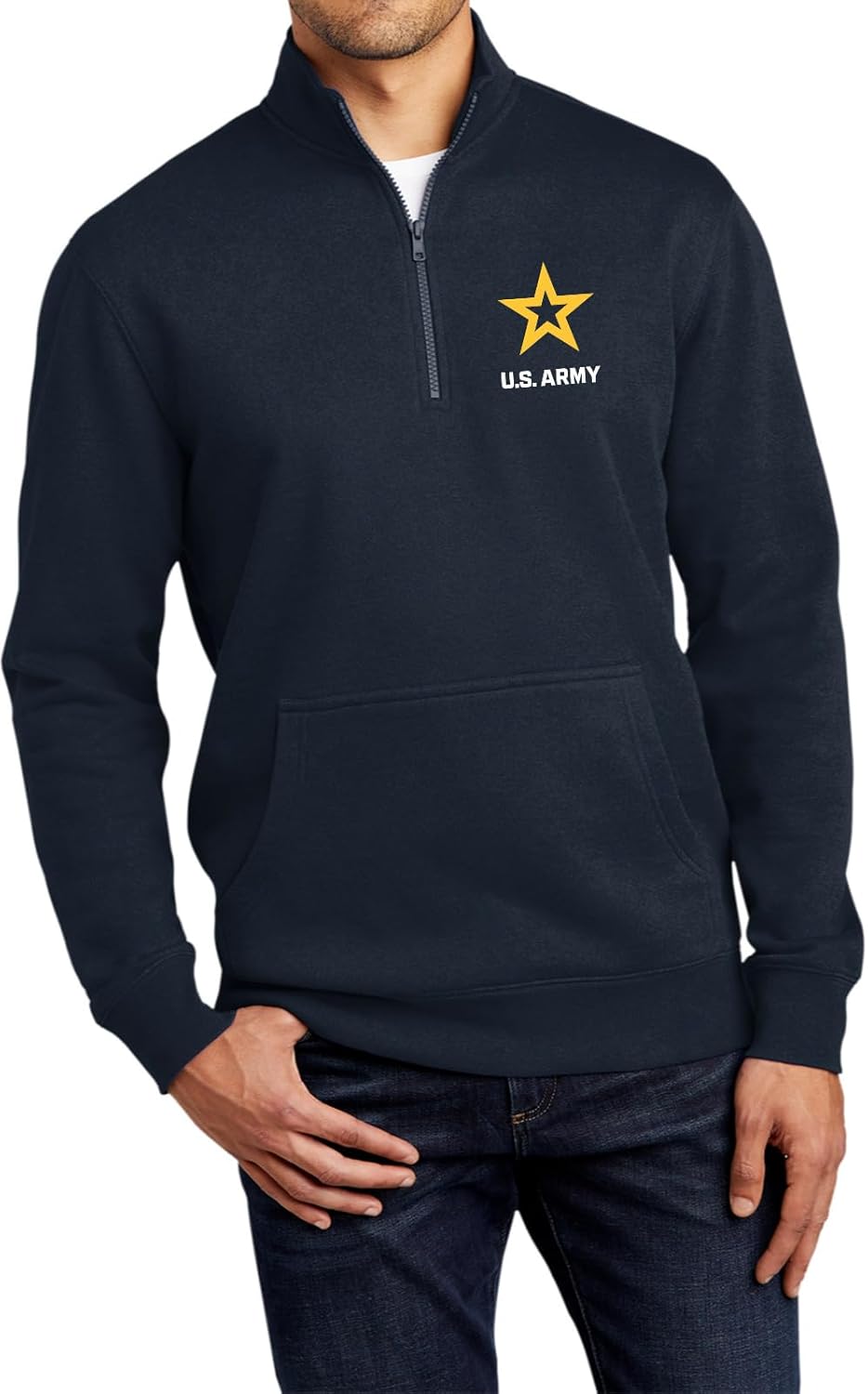 Buy Cool Shirts US Army Star Logo White Chest Print 1/4 Zip Fleece Sweatshirt