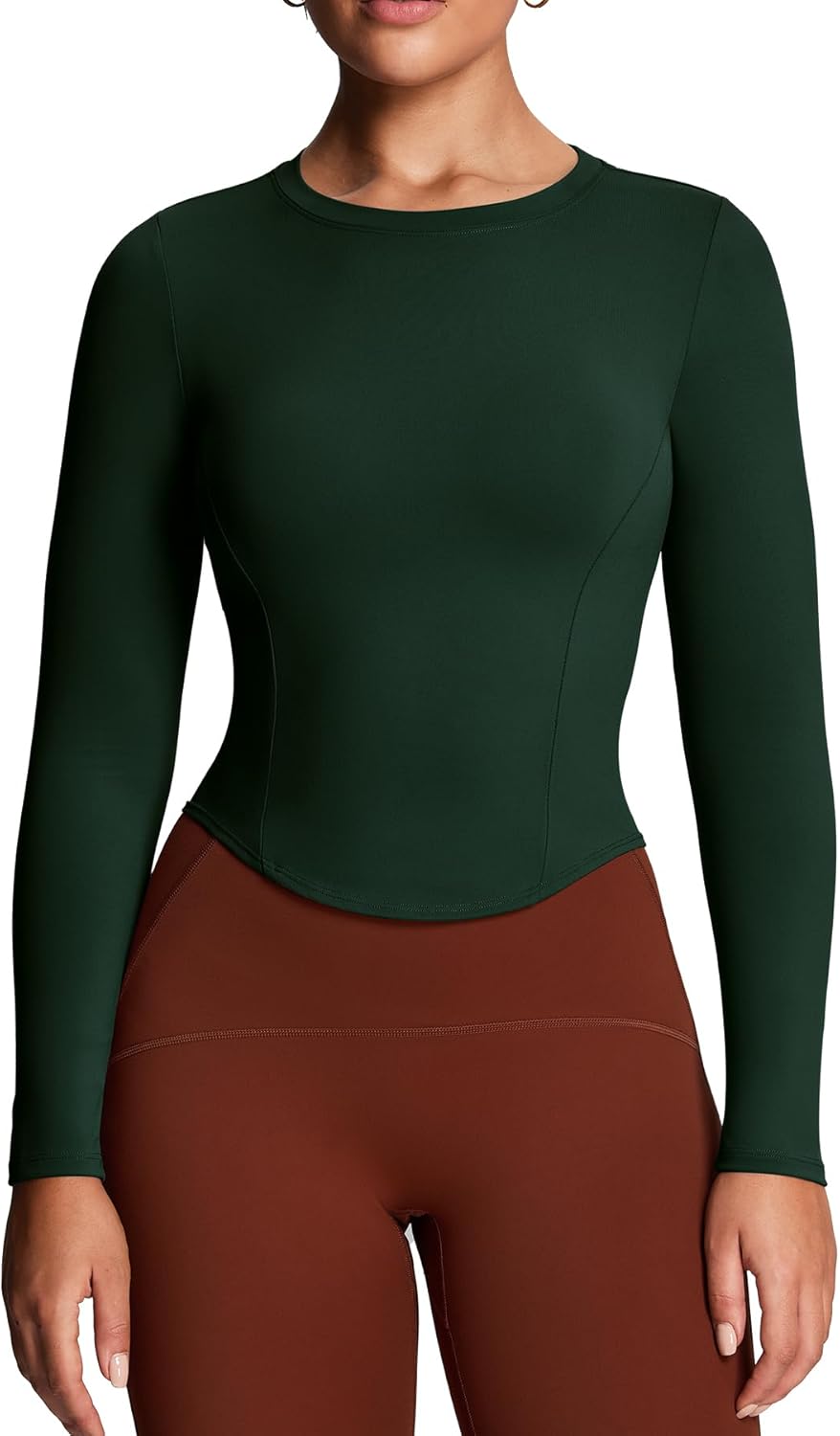 Aoxjox Long Sleeve T-Shirt for Women GEO Seamlines Padded Baby Tee Workout Crop Top