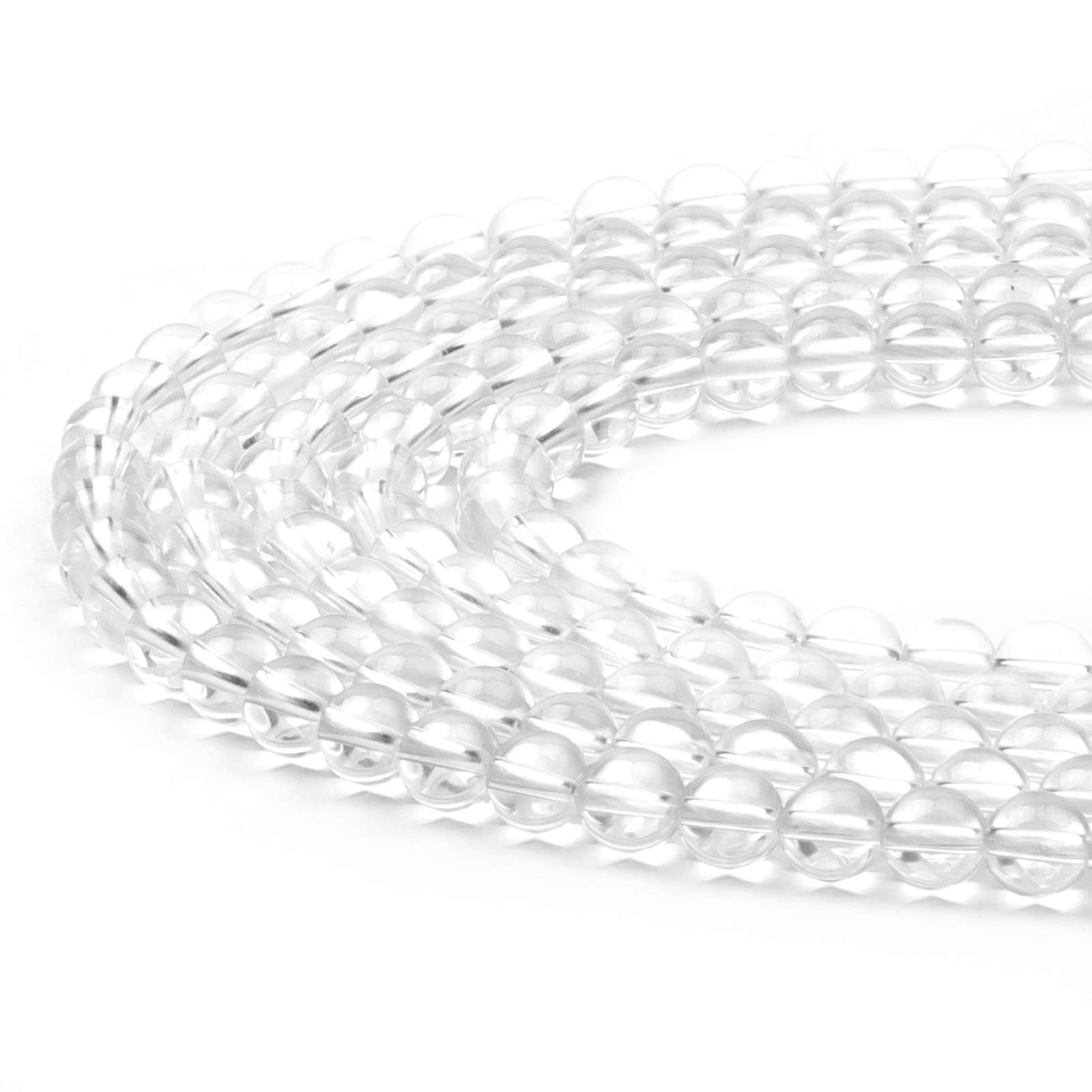 6mm Clear Quartz Round Gemstone Beads, 60-65pcs Loose Smooth Healing Power Stone Beads for Bracelet Necklace Jewellery Making and DIY Crafts, 1 Strand 15.5" — image 1