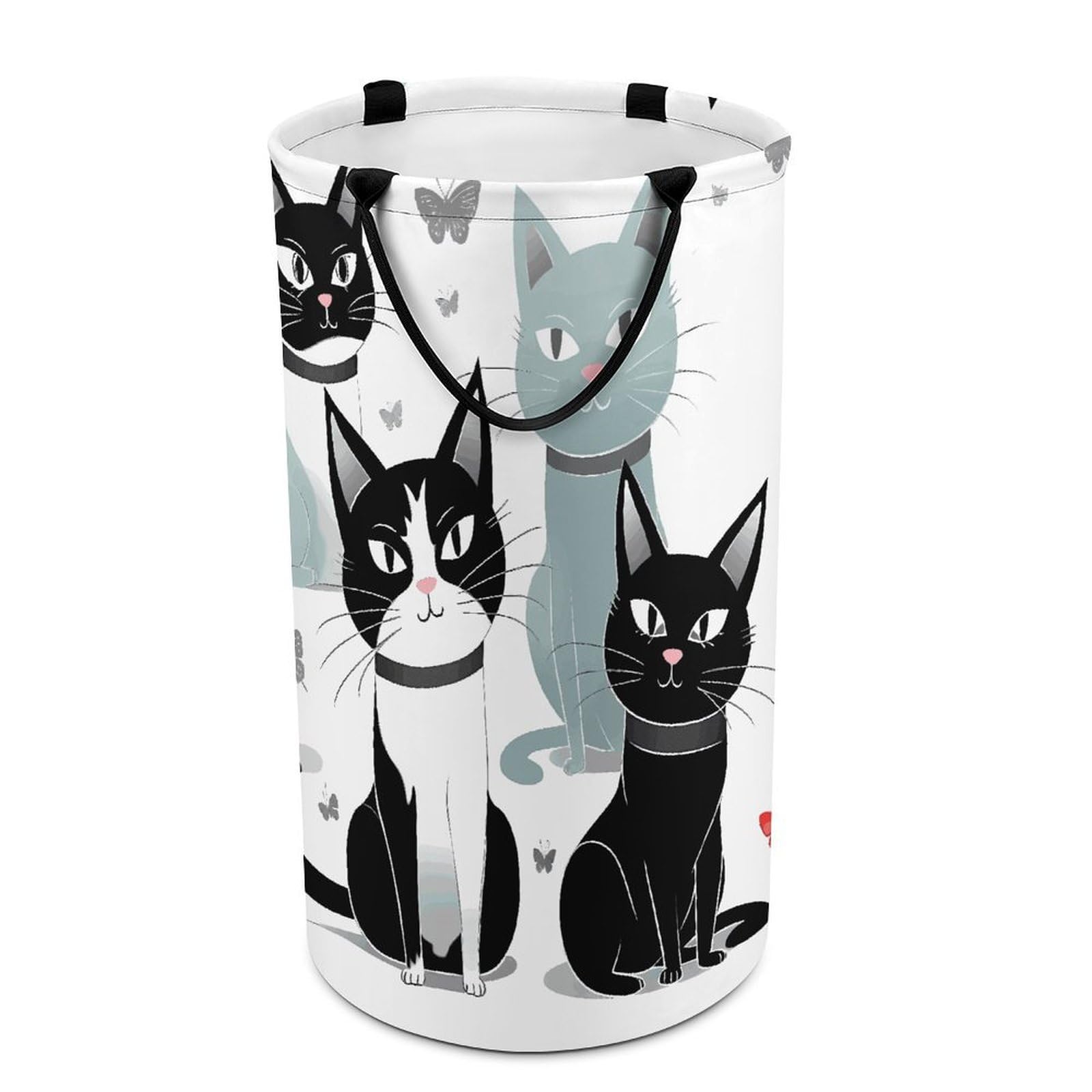 Fodpand Style Cats Laundry Basket With Handle Foldable Laundry Hamper Narrow Laundry Bag For Bedroom, Bathroom, Laundry Room 15.7X27.2 In