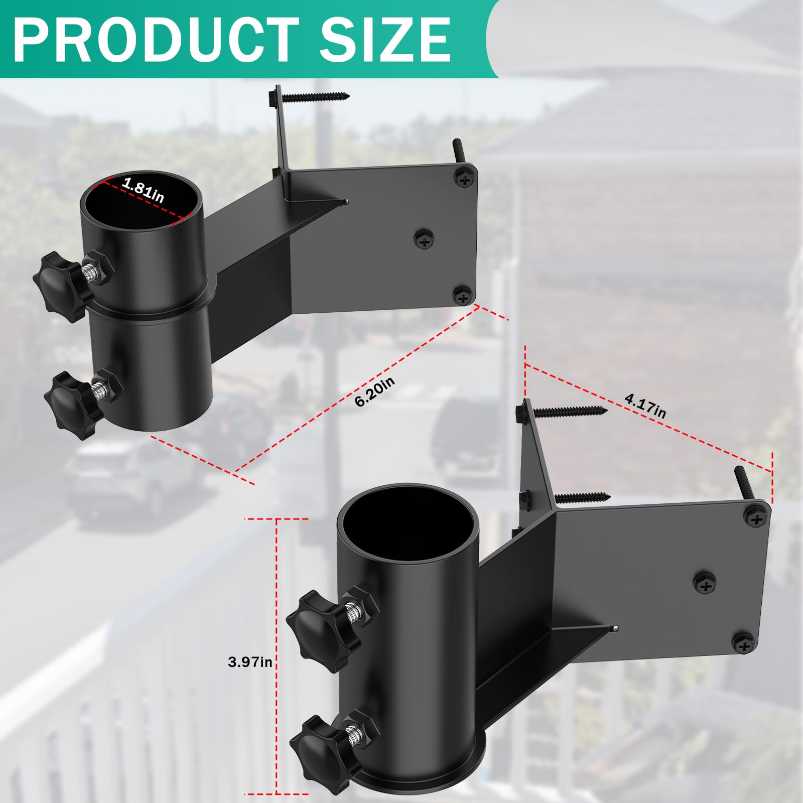 woiron Supporto angolare per ombrellone da patio, in acciaio inox, supporto per ombrellone da giardino, supporto per ombrellone da sole/staffa per ringhiera esterna