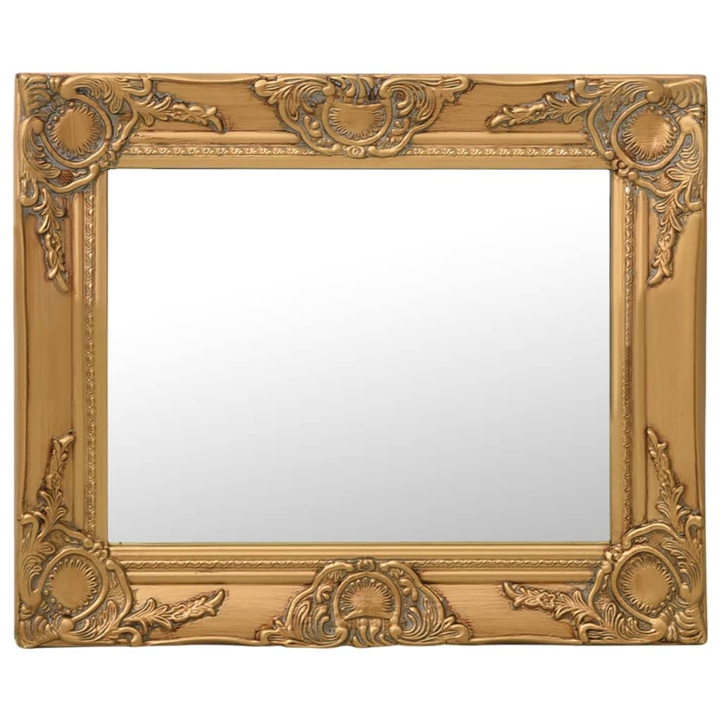 Vidaxl Wall Mirror Baroque Style 50X40 Cm Gold Hanging Mirror Bathroom Mirror