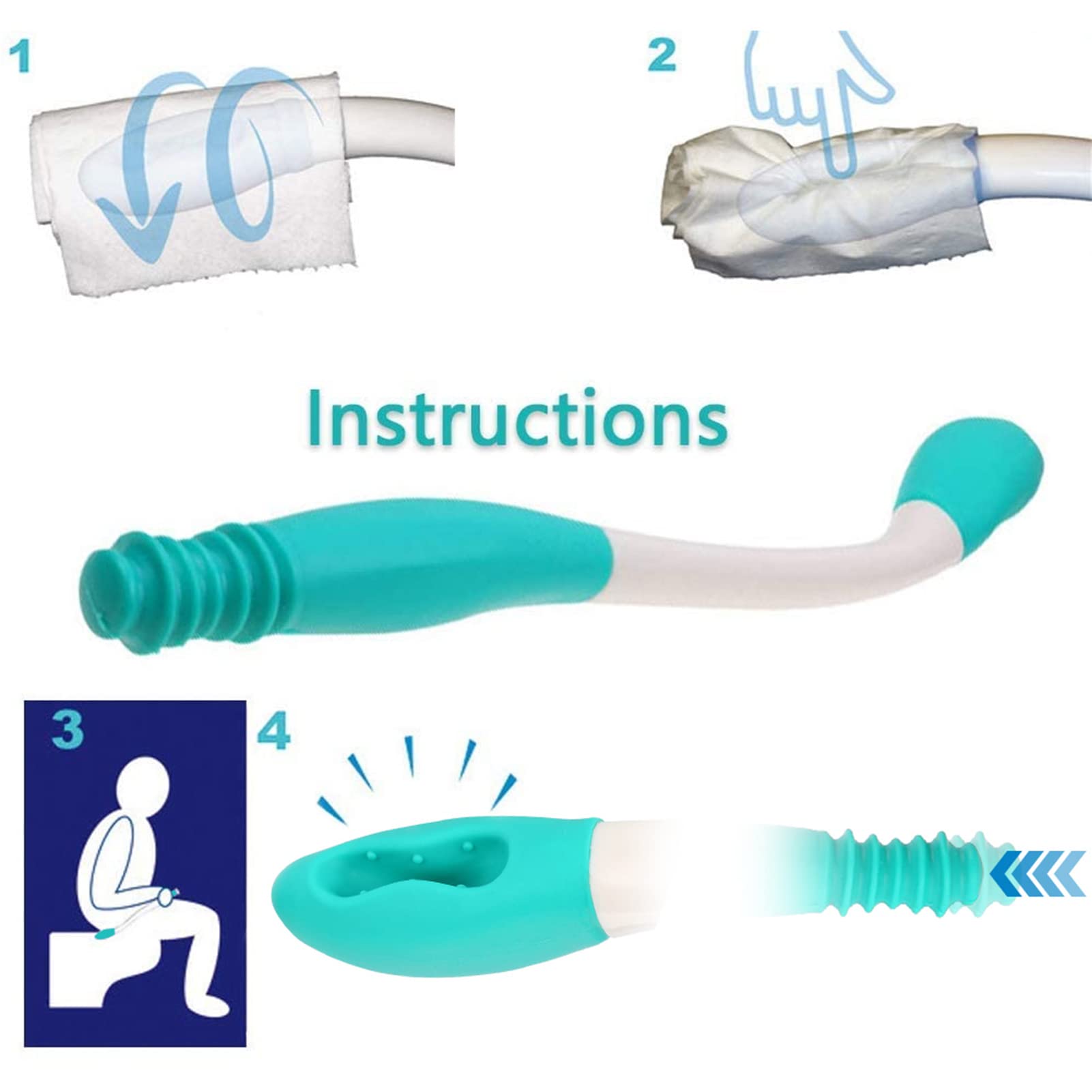 Outils d'aide à la toilette, Essuie Fesse Aide aux Toilettes Pinces pour papier toilette, Aide à nettoyer les toilettes, poignée longue portée confort, Poignée pour Inférieurs Essuie-Glace