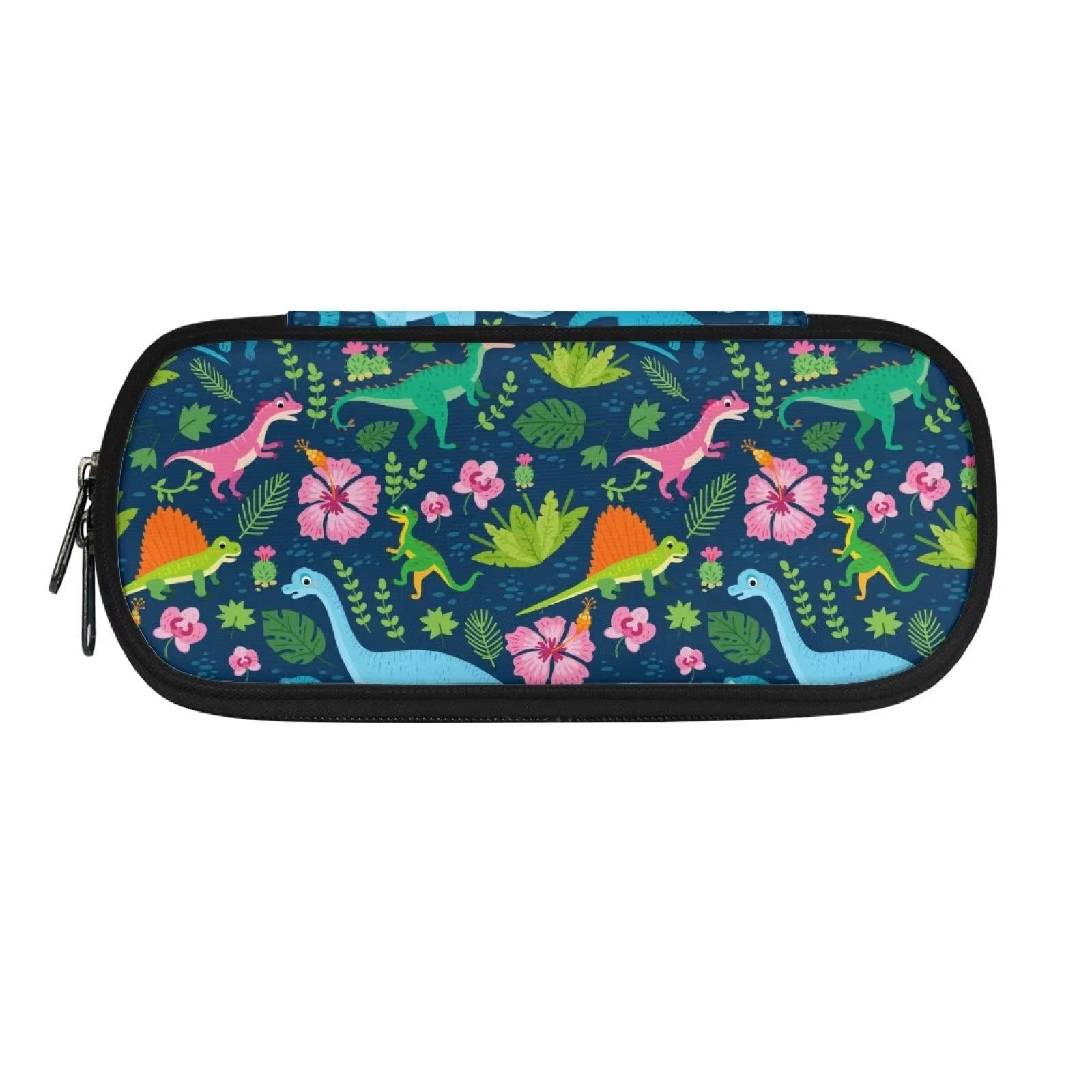 Showudesigns Dinosaur Flower Pencil Bag for Boys Pen Cases Soft Pencil Box Organizer Large Capacity Stationery Bag Multi-Purpose Pencil Pouch Case Green — image 1