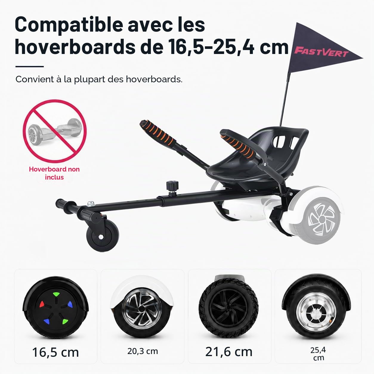 Overbord Kart, overkart pour hoverbords transforme Votre Hoverbords en Go-Kart, Rend la Conduite Beaucoup Plus Amusante et sûr
