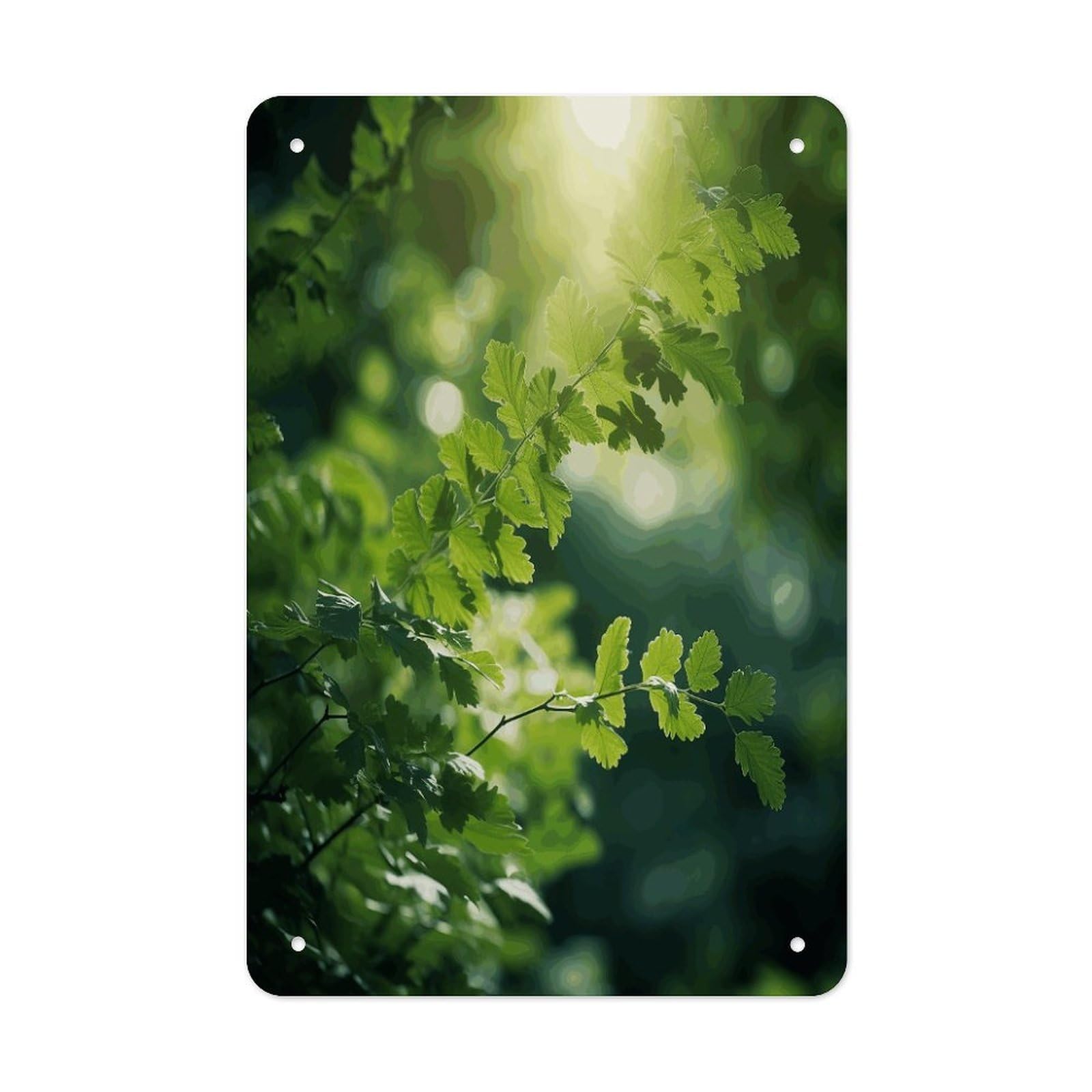 Btcowzrv Style Green Tree Background Metal Tin Sign Wall Decor Hanging Plaque