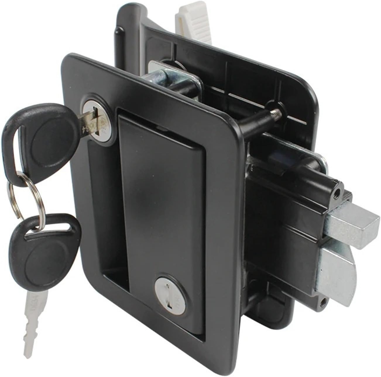 Camper Car Entry Door Lock Handle with Keys Trailer Alloy Internal and External Door Lock 1Pcs(Black A)