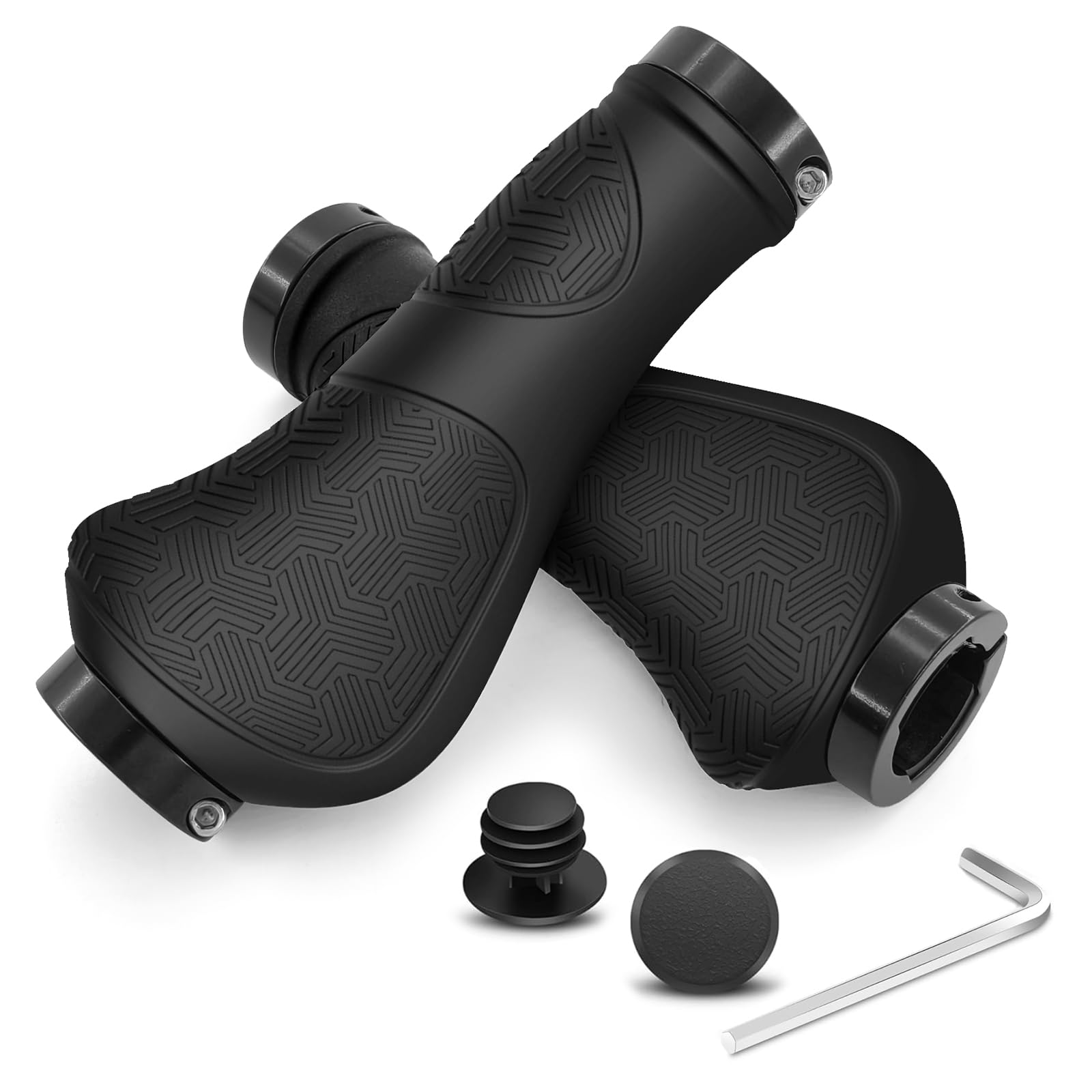 Fahrradgriffe Lenkergriffe 22mm, Rutschfester Fahrrad Griffe aus Rutschfestem Gummi, Aluminium Lock, für Mountainbike Rennrad Roller Fahrradgriffe Ergonomisch mit Anti-Rutsch-Design Sport & Freizeit