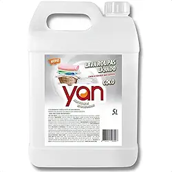 Lava Roupas Líquido de Coco, 5 Litros, Remove Manchas, para Roupas Brancas e Coloridas