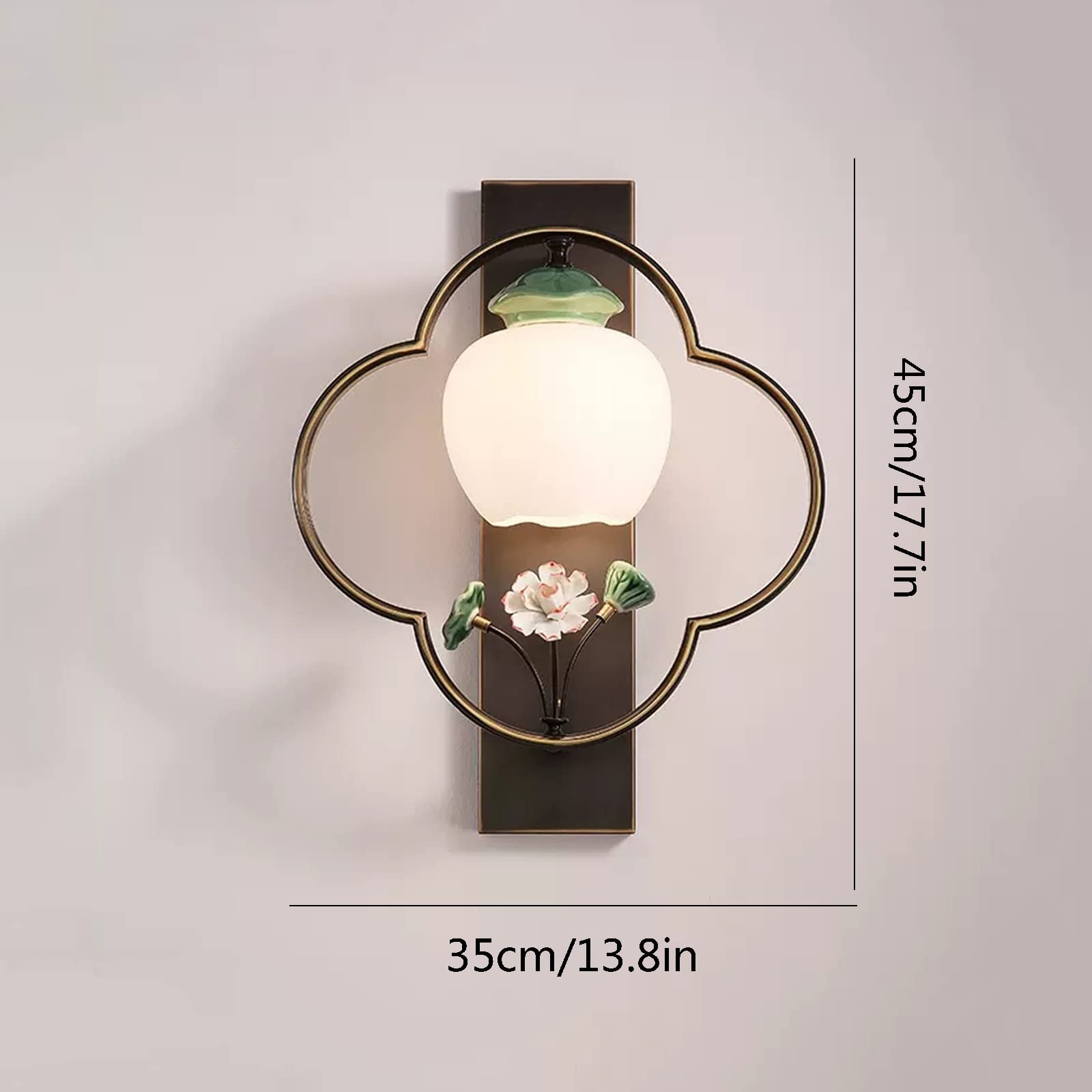 lampa ścienna Nowa chińska kinkiet w całości z miedzi, lampka nocna w salonie, kreatywny kinkiet z liśćmi lotosu kinkiet do sypialni