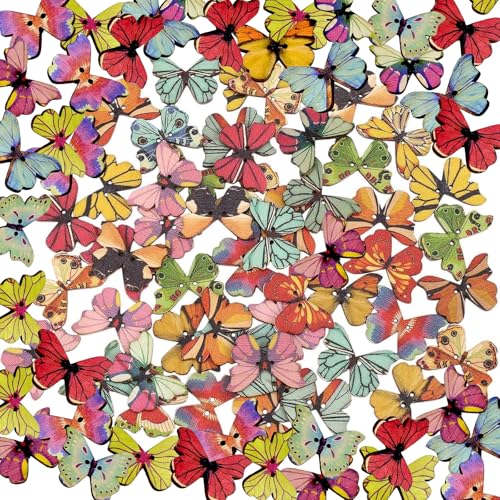 Ovanda Schmetterling Tasten Deko, 50 Stück Holz Schmetterling...