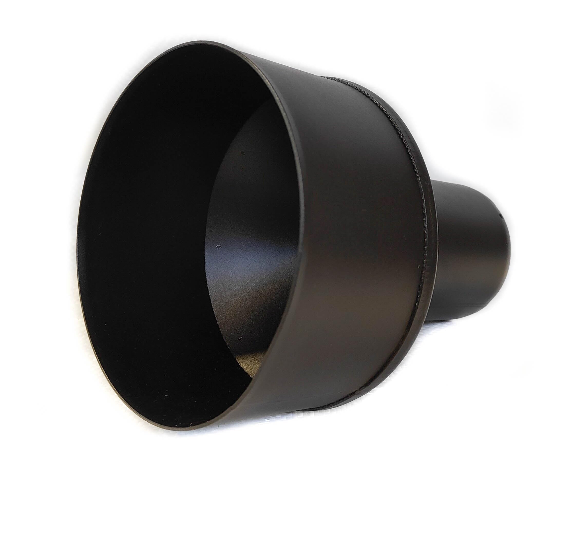 rg-vertrieb Pelletrohr DN 80mm Pellet Ofenrohr Adapter Schwarz 1,2mm Stark, Erweiterung 80mm auf 150mm für Pelletöfen, Rauchrohr Senotherm Lack mit Dichtung (Reduzierung 150/80)