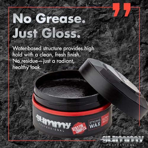 gummy professional - hair wax for men - ultra hold styling pomade for dry damp hair - water-based texturizing clay paste with provitamin b5 amp keratin - strong hold - alcohol amp paraben