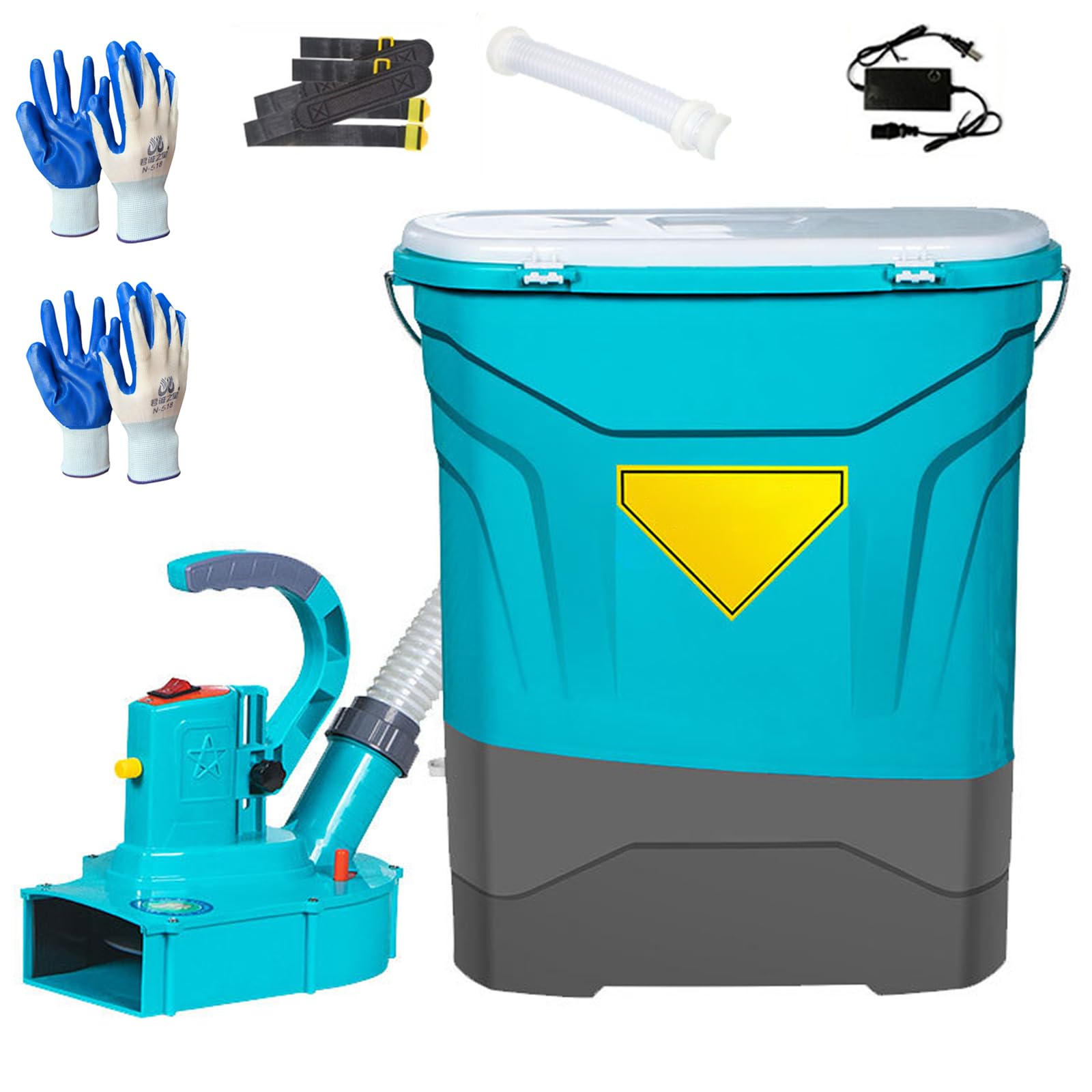 Esparcidor de Fertilizante Automático 25 L - Esparcidor de Mochila Inalámbrico 3000 RPM para Semillas y Abono, Alcance 4–5 m, Flujo Ajustable, para Césped Granja y Huerto