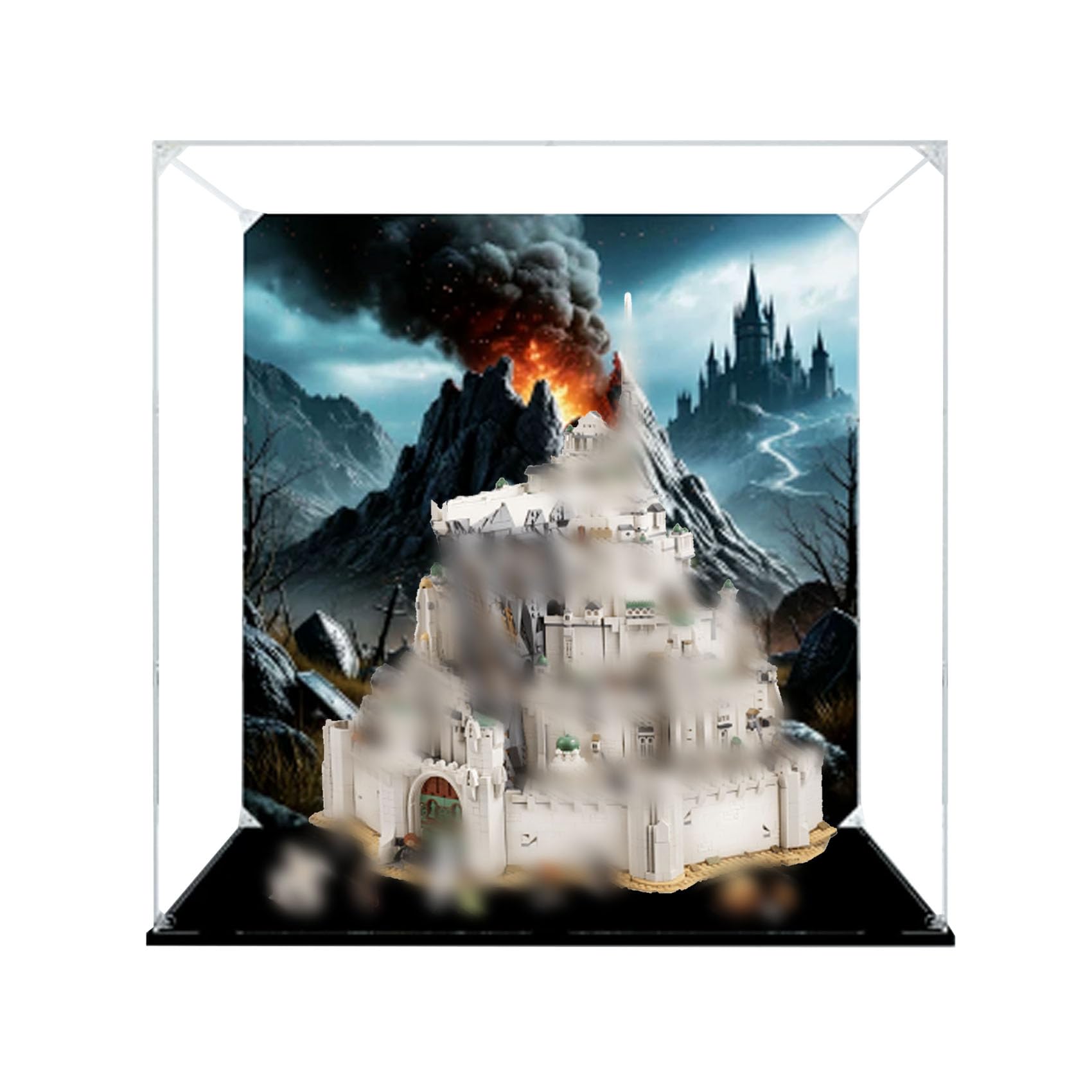Acrylic Display Case for Le-go 11377 Castle Model, Dustproof Display Box (display box only) (StyleA Background 3mm)