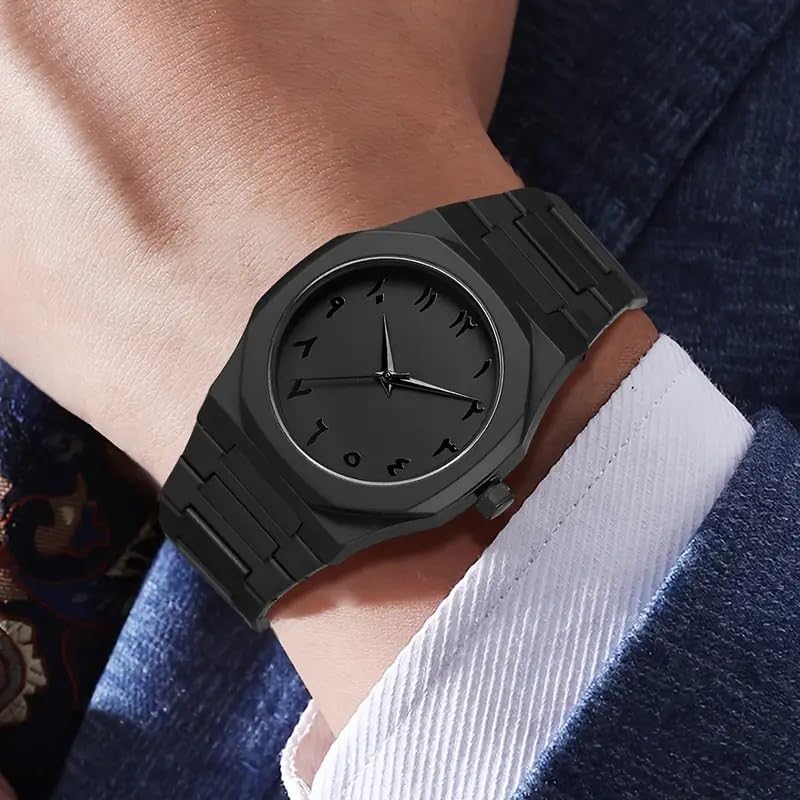 Image of CERO Men's Black Analog Watch | Lightweight Silicone Strap | Arabic Numerals & Minimalist Dial | Casual & Stylish Wrist Watch