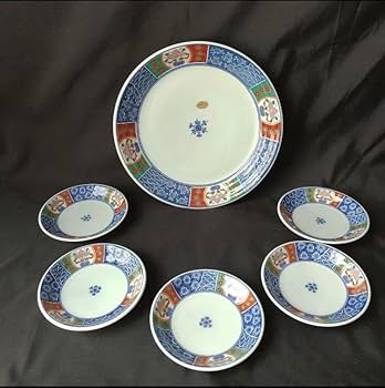 （808）✿有田焼★弥左衛門窯★古伊万里写★4号取皿揃★破魔オマケ付き★ 809）✿有田焼☆弥左衛門窯☆古伊万里写☆刺身皿揃☆破魔オマケ