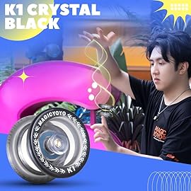 MAGICYOYO Responsive Yoyo K1 Tug Return Yoyo, Hubstacks Yoyo for Kids Beginners Dual Purpose Yoyo with Unresponsive Bearing, Sturdy Storage Bag + 12 Yoyo Strings +Yo-Yo Glove +2 Yoyo Hubstacks(Black)