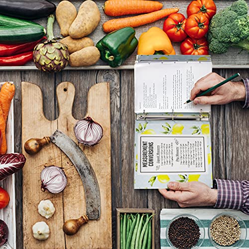 Zen Earth Lemon Recipe Binder, Personalized Cookbook 3-Ring Organizer With 4X6-Inch Blank Cards - For 8.5X11" Loose-Leaf Recipes With Clear Sleeves - Complete Set With Unlabeled Dividers #TOP2