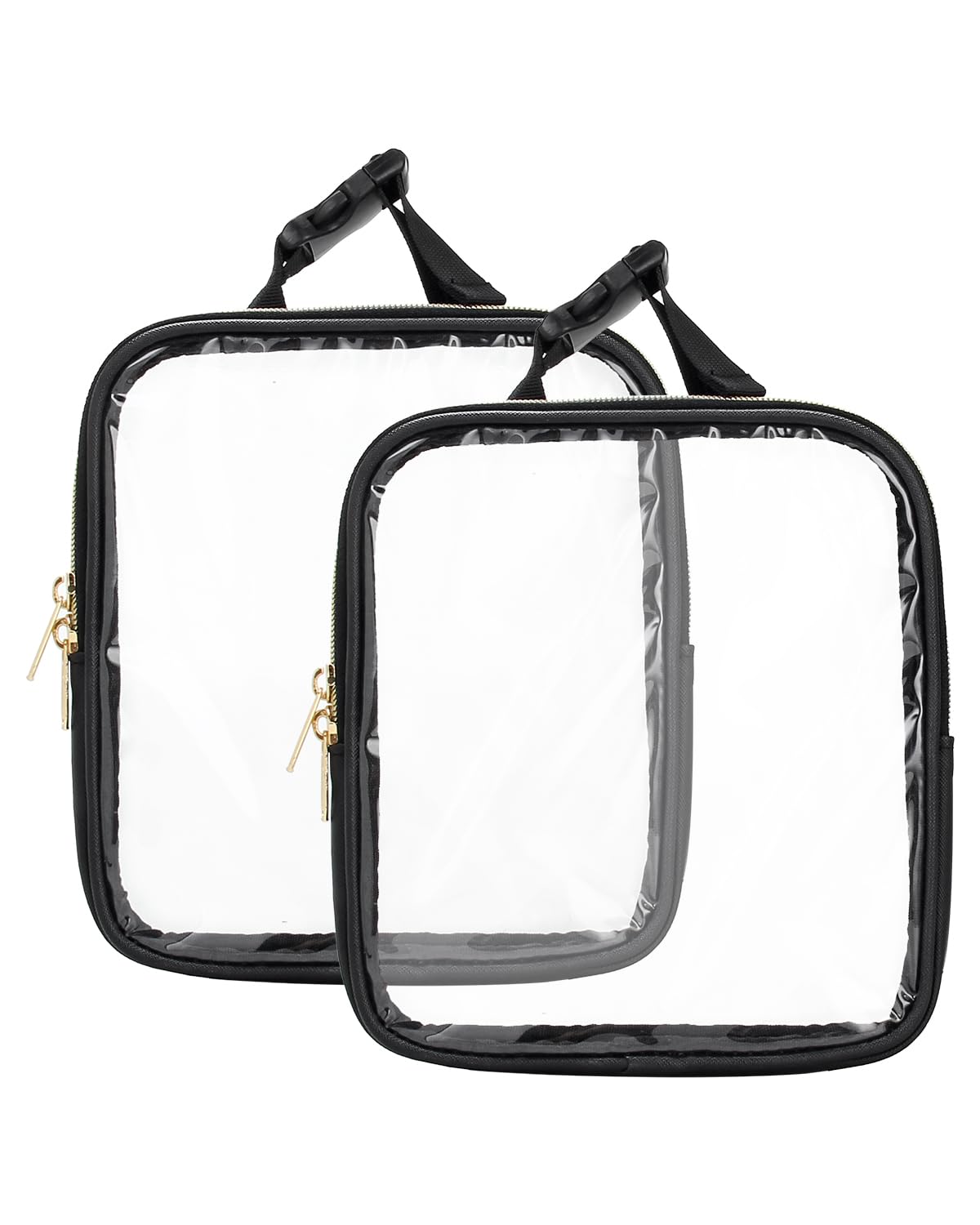 Tsa Approved Toiletry Bag,Clear Makeup Bag,Quart Size 3-1-1 Travel Bags fit for 3 oz Travel Bottles,Waterproof Toiletries Cosmetic Pouch Bag,Small(PU Black)