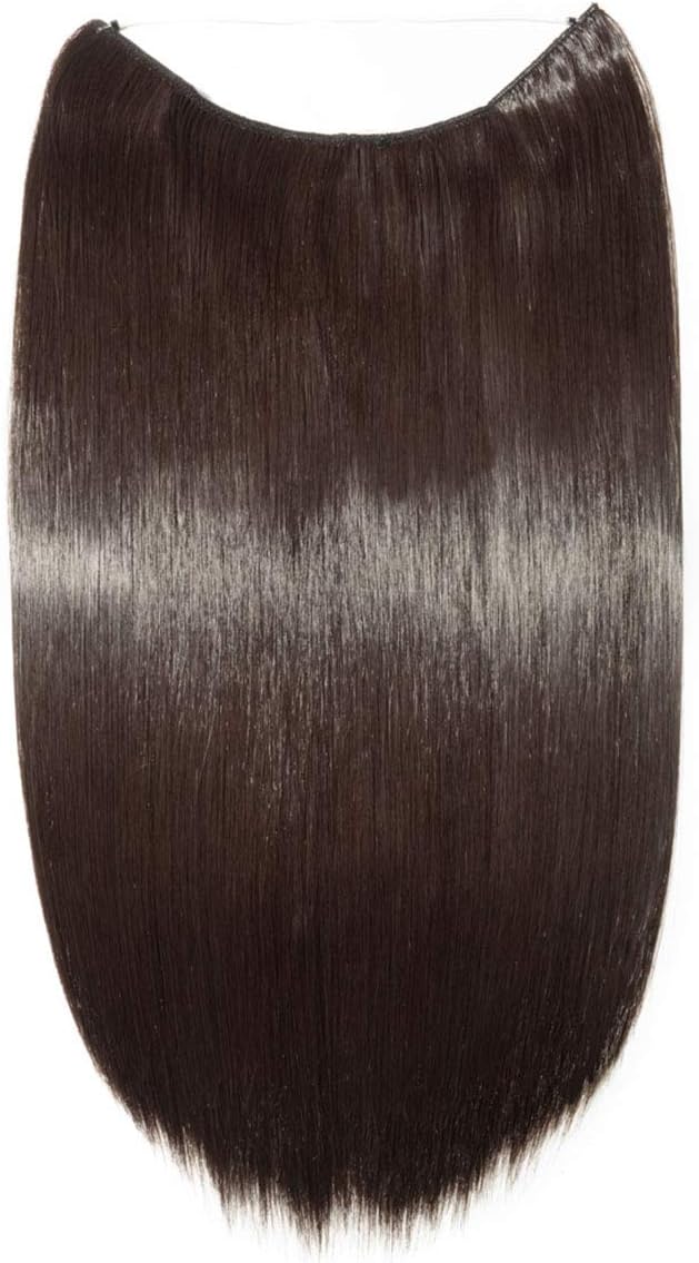Secret Headband Wire in Natural Hair Extensions Rubber Band Straight Curly Wavy Hairpieces Brown Blonde Ombre for Women 24" Straight - Dark brown - Image 4