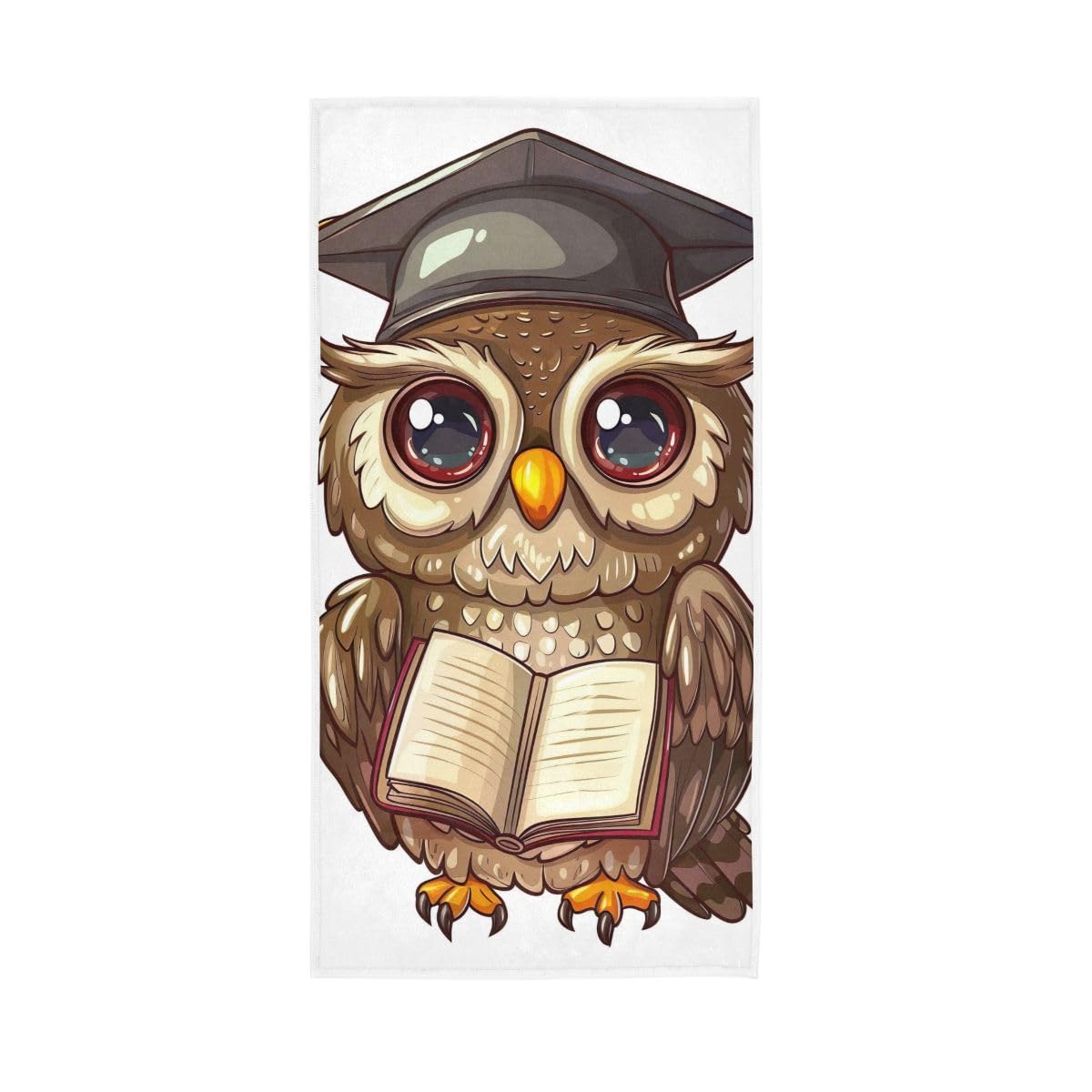LSRCPD Cute Owl in Graduation Cap Hand Towel, Soft Towels for Bathroom, Gym, Hotel, Spa 15 x 30 Inches