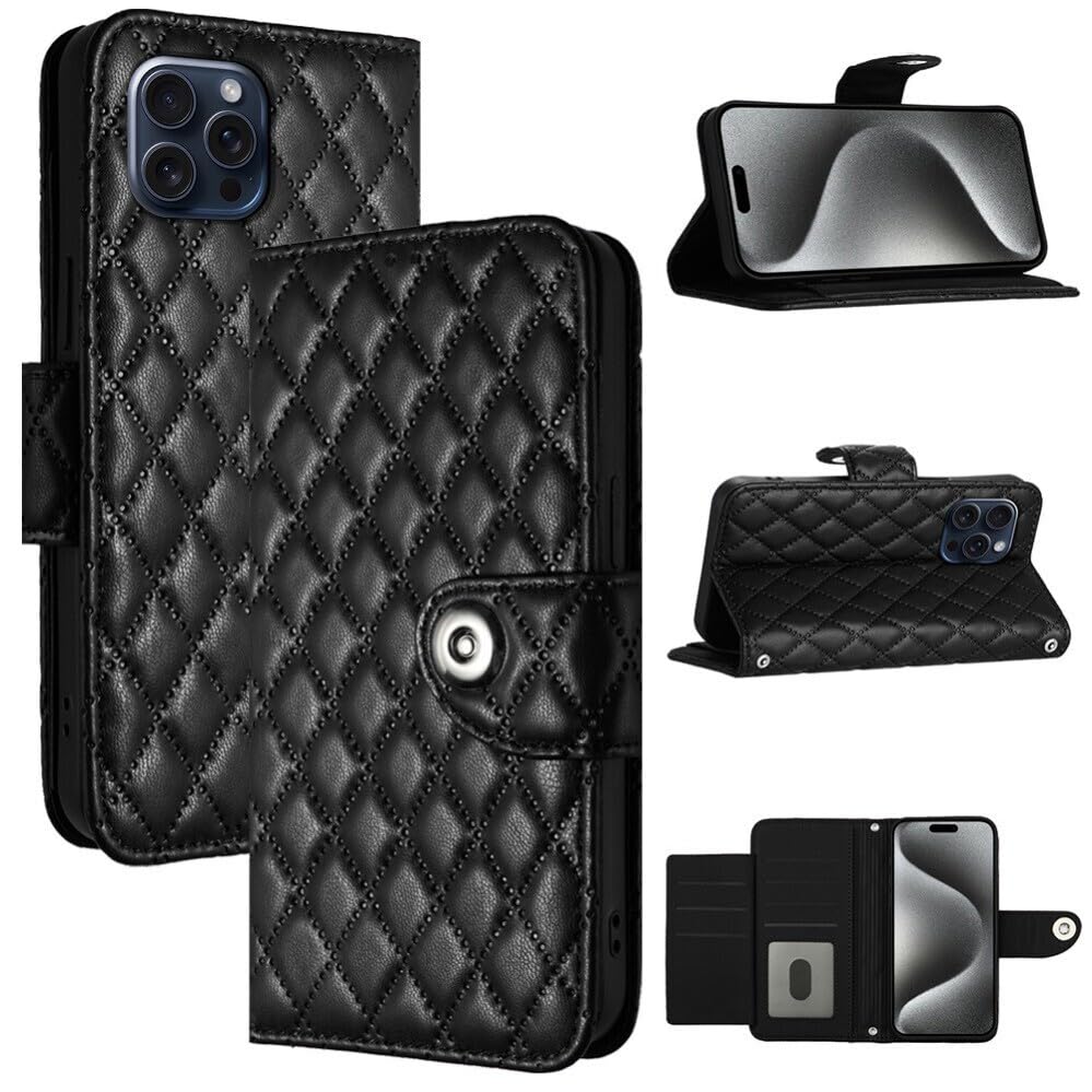 Étui iPhone 15 Pro Max magnétique avec clapet arrière et rangement portefeuille cuir