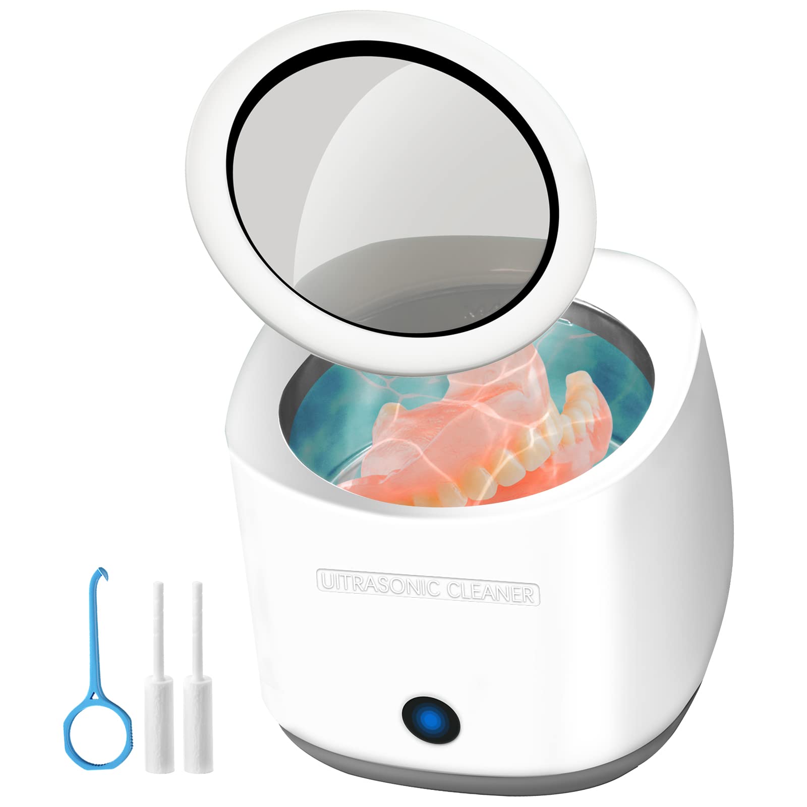 Ultrasonic Cleaner for Dentures, Retainer, Mouth Guard, Aligner, Whitening Trays, Professional Ultrasonic Cleaner Machine 180ml for all dental Appliances, Jewelry, Diamonds
