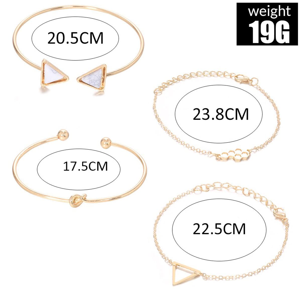 Gold-Toned Set of 4 Stackable Bracelets