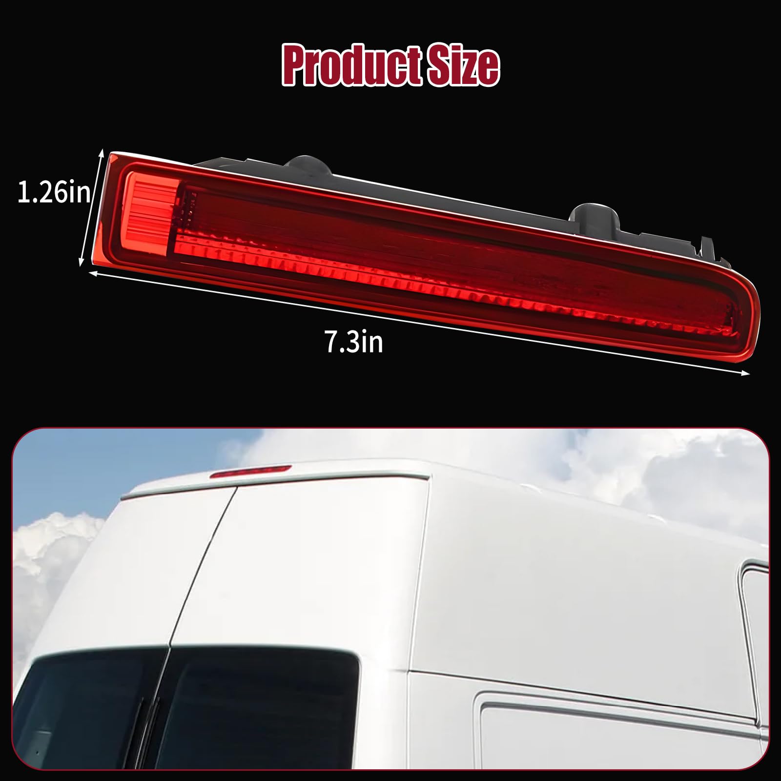 Troisième feu stop LED gauche et droit de niveau élevé de rechange pour T5 T6 Transporter - Lentille rouge compatible avec VW T5 2003-2015, T6 2015-2024