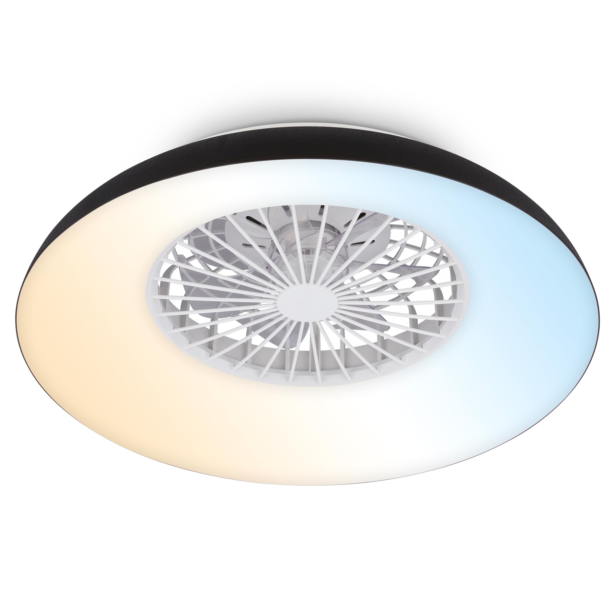 BRILONER - Ventilador de techo con luz LED, mando a distancia, motor DC silencioso con 5 velocidades, CCT y luz regulable, lámpara ventilador techo dormitorio, 60 x 19 cm, negro, blanco