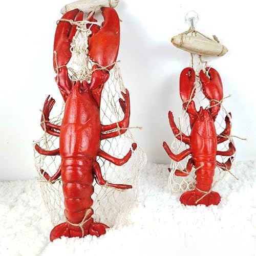 Miniatura 8 de BESPORTBLE Decoración de langosta de cangrejo de cangrejo de langosta roja, escultura náutica de pared de resina, colgante de decoración de pared