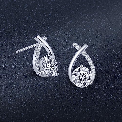 Moissanite Stud Earrings D Color VVS1 Moissanite Earrings 925 Sterling Silver 18K Gold Plated Friction Flat Bottom Mermaid Tail Earrings for Women3