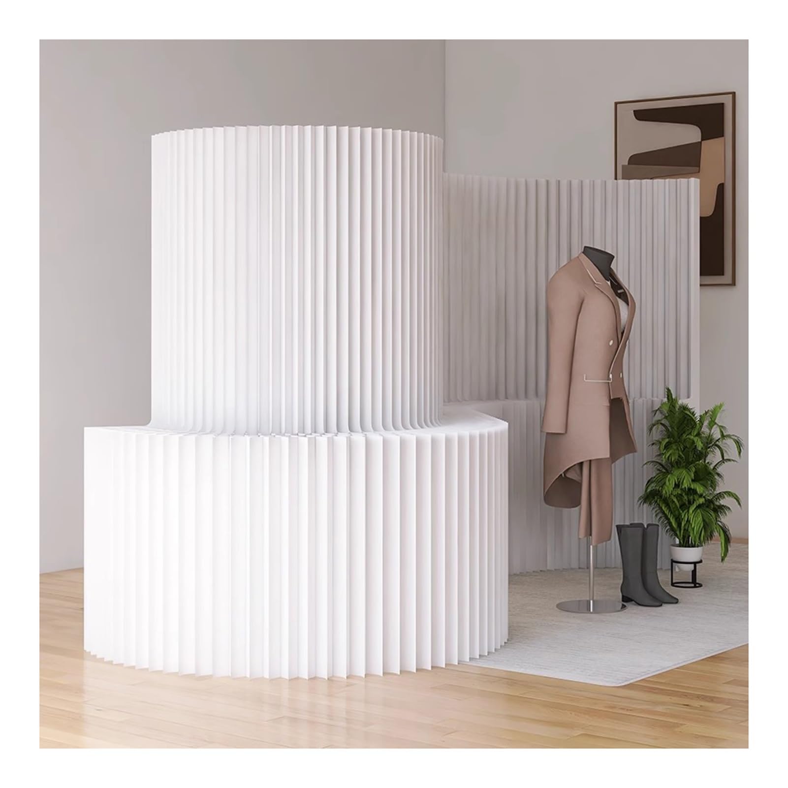 Biombo Separador Paneles De Papel Retráctiles Para Separar Ambientes, Mamparas Plegables Con Estantes, Separador De Ambientes Independiente Para Casa, Oficina, Estudio, Tienda De Ropa.(1.8x2m/5.9x6.56