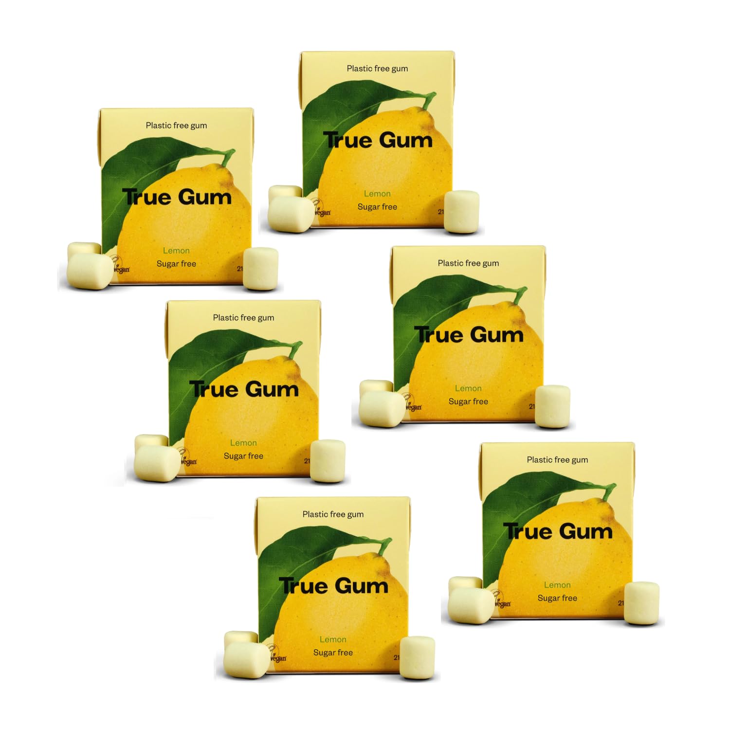 True® | Chewing Gum Senza Zucchero Limone | Gomme da Masticare al Limone | Astuccio Chewing Gum Limone - 6 x 21 Gr