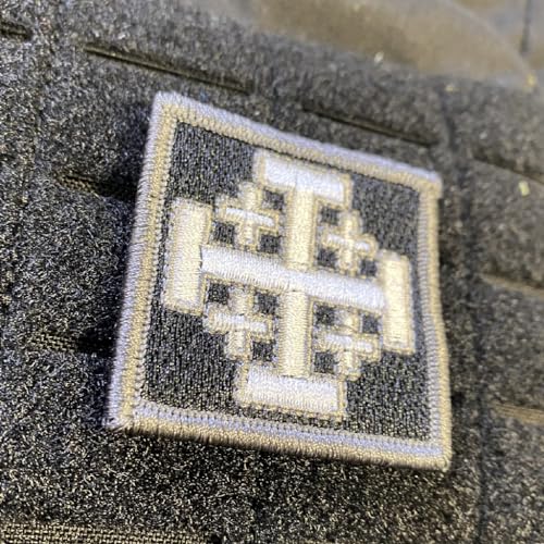 Jerusalem Cross - 2" x 2" Tactical Morale Patch - Black White
