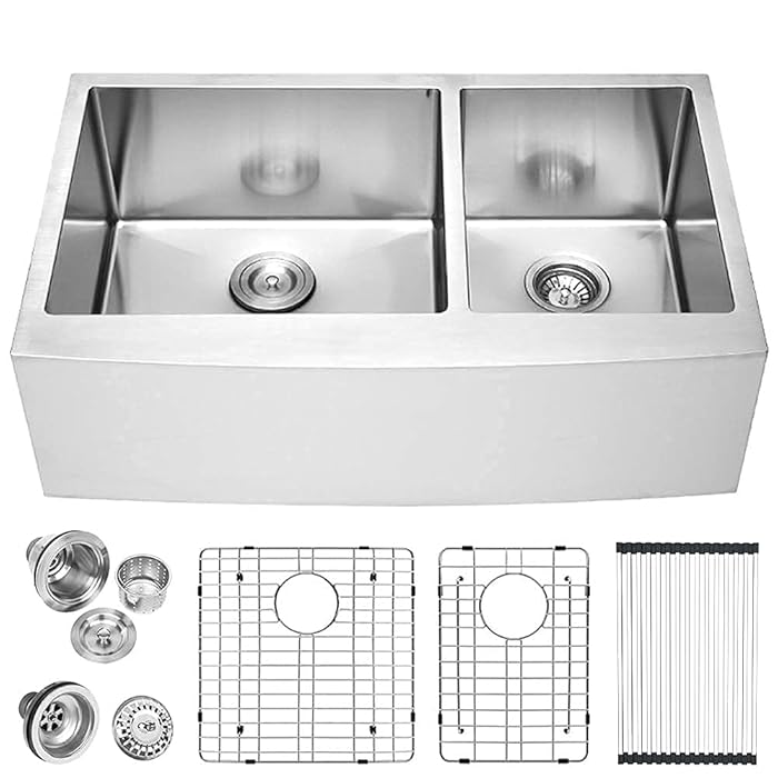 Buy 33 Farmhouse Double Bowl Sink Lordear 33 Inch Kitchen Sink Apron