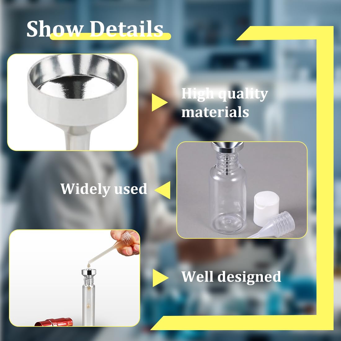 YAYNO 14 Piezas Mini Funnel Set Embudo de Cocina Mini Embudo de Aluminio Metal Gotero de Plástico Dispensador para Botella de Aceite Esencial, Llenado de Botella Pequeña, Cosméticos, Arena