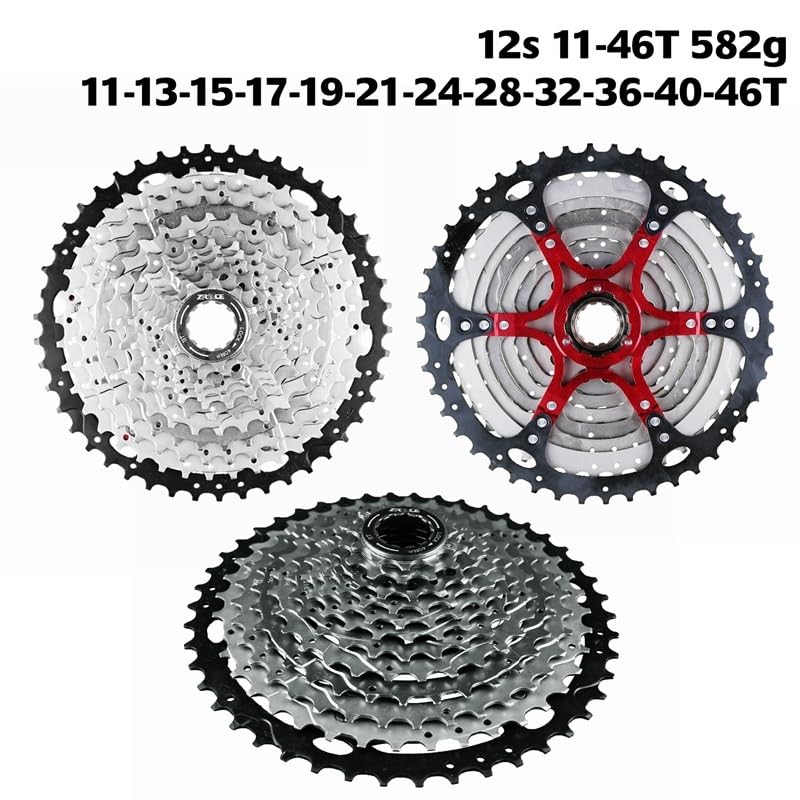 Cassettes Y PiñOnes Cassette de Bicicleta 12 velocidades, Rueda Libre for montaña o Grava, 11-46T/11-50T/11-52T, Soporte aleación Aluminio, Cassette